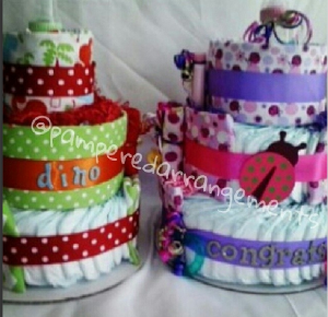 Dino & Lady Bug Themed Diaper Cakes